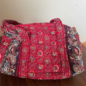 Vera Bradley Red Quilted Paisley Shoulder Small duffle Bag